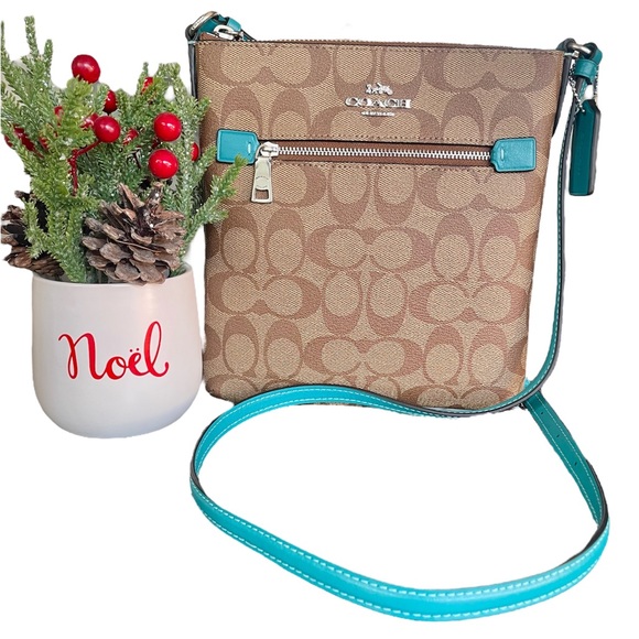 Coach Handbags - 🔥 Coach 🔥Women Crossbody Bag Mini Rowan Signature Canvas Blue Teal Color CF340